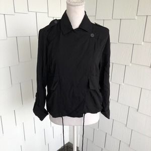 Jack by BB Dakota Women's Black Solid Always & Forever Cropped Trench Coat sz S